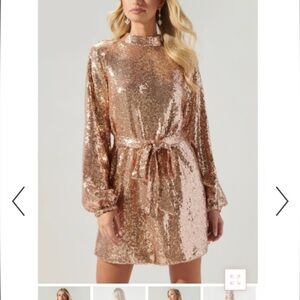 Shining Star Mock Neck Sequin Mini Dress NWT Small